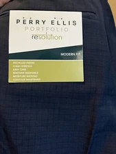 Perry Ellis Portfolio Resolution Modern Fit Stretch Dress Pants, Patterned Navy