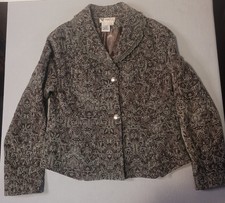 Papillon Embroidered Blazer Jacket Womens Laced Collar 2 Buttons Lined Large