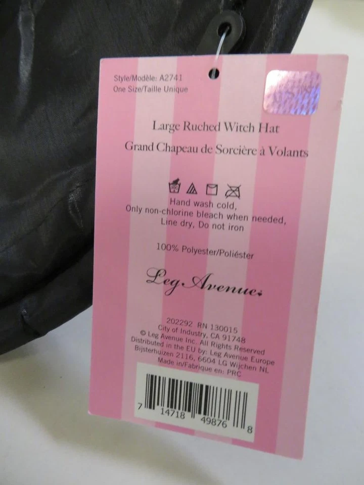 Leg Avenue Large Ruched Black Witch Hat Halloween Costume Accessory - Image 3 of 4