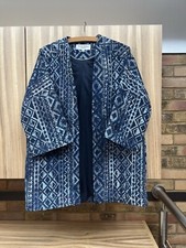 Helene Berman Kimono Style Cotton Jacket Size 12 In Blues