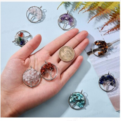 Golden Gemstone Natural Stone Chips 7 Chakra Tree Of Life Pendant At ₹ 230/piece In Khambhat - Foto 8