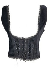 Gothic Mittelalter - Mieder Samt Top Bluse Weste schwarz rot Neu