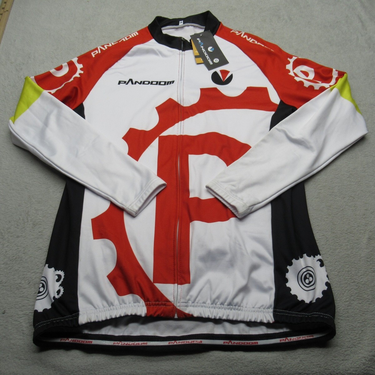 PANDOOM Cycling Jersey Mens XL White Long Sleeve Heavyweight