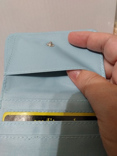 Vintage Light Blue Tri-Fold Wallet Polyester Credit Cards Cash Coin Zipper NWT - Picture 9 of 12