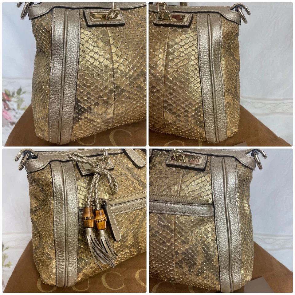 GUCCI BELLA GOLD PYTHON COVERTABLE TOTE BRAND NEW STUNNING MSRP $3320 UNIQUE - Image 4 of 4