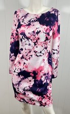 NWT Gianni Bini Sheath Womens Pink Purple Floral Print Long Sleeve Dress Sz S