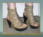 SEXY sz 8 FarylRobin Leather Wood Platform shoes from Anthropologie Zip front — photo 1