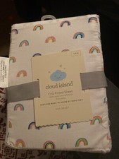 Cloud Island Fitted Mountains Crib Sheet - White
