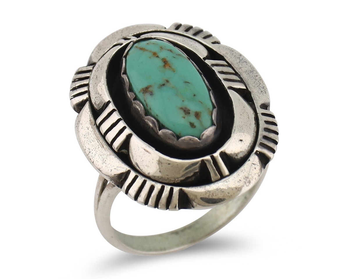 Navajo Ring 925 Silver Turquoise Artist Signed Leonard & Marian