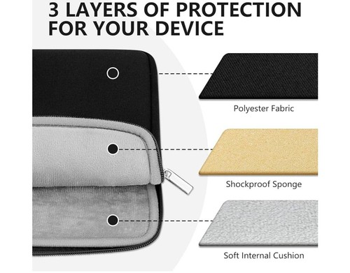 Laptop Sleeve Case with Zipper Accessory Pocket - Picture 8 of 15