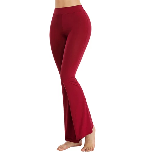 Damen ausgestelltes Bein Stretch Hose Schlaghose mittelhoch lang Bootcut Lounge Yoga - Bild 14 von 27