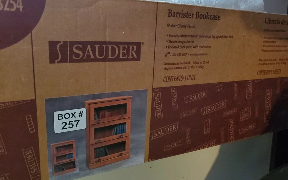 BARRISTER Librería Vitrina Vidrio Puertas Correderas Sauder 44" X 27" X 13" NUEVO Foto 3 de 3