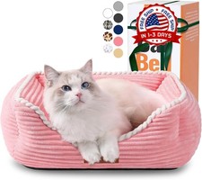 Cama para perros y gatos lavable de felpa suave color rosa tamano pequeno