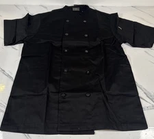 Chef Code Top Short Sleeve Black Button Size Medium