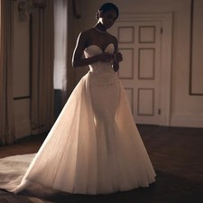 Elegant Sweetheart Wedding Dress Sleeveless Mermaid Strapless Beading Bride Gown