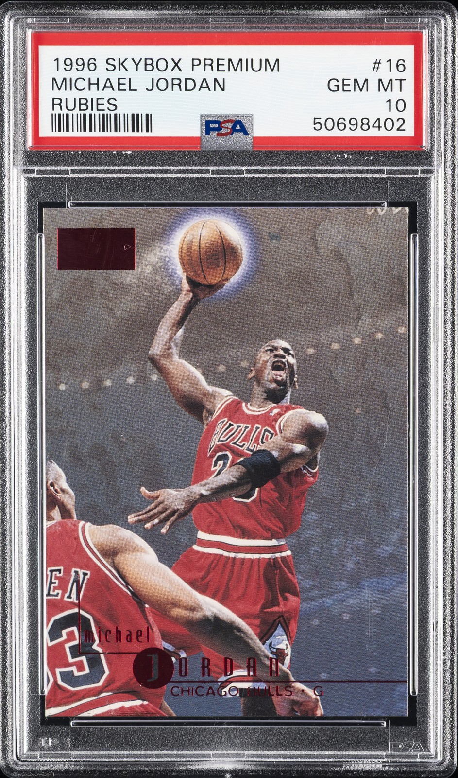 1996 SKYBOX PREM RUBIES #16 MICHAEL JORDAN PSA 10