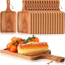 Tanlade 16 Pcs Acacia Wood Cutting Board with Handle Chopping Boards Decorati...