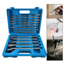 17Pcs/Set Electric Hammer Plus Drill Bit Set 110/160/200/250mm for Concrete Wall