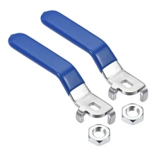2 x Lever Handle Iron Chrome Plated Replacement Quarter Turn with Grip Blue