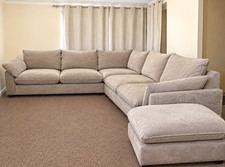 Berlin Double Corner Sofa with Chaise, Sand Dune, 5 Seater 248x89x66cm