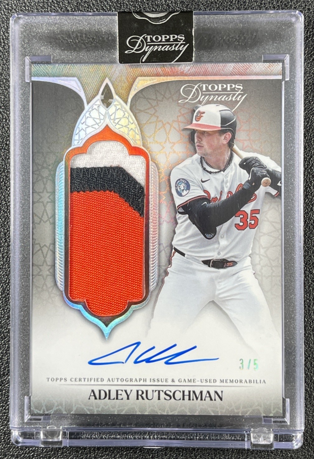 ADLEY RUTSCHMAN 2025 TOPPS DYNASTY #DAPB-AR2 GAME-USED PATCH AUTO SILVER 3/5