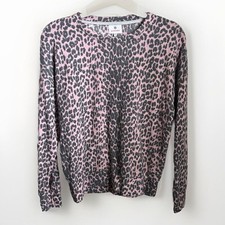 Sundry Women's Leopard Print Crew Neck Sweater Pink Black Size 2 MD