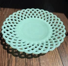 Vtg 50's Fenton Art Glass Pastel Turquoise/Aqua Blue Milk Glass Lattice Bowl