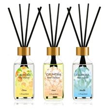 Reed Diffuser for Bathroom & Bedroom, 3-Pack 50ml Citrus/Linen/Vanilla Scente...
