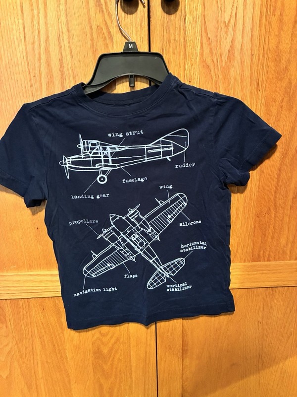 Crazy 8 Blue Airplane Graphic Print Short Sleeve Crew Neck T-Shirt M (7-8)