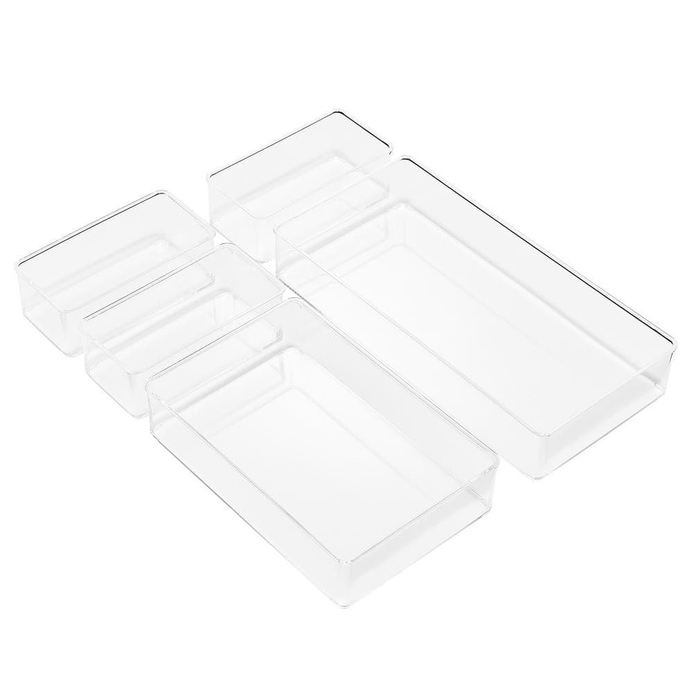 5-Piece Clear Makeup Organizer Bins for Cosmetics Skincare Vanity Drawer Storage