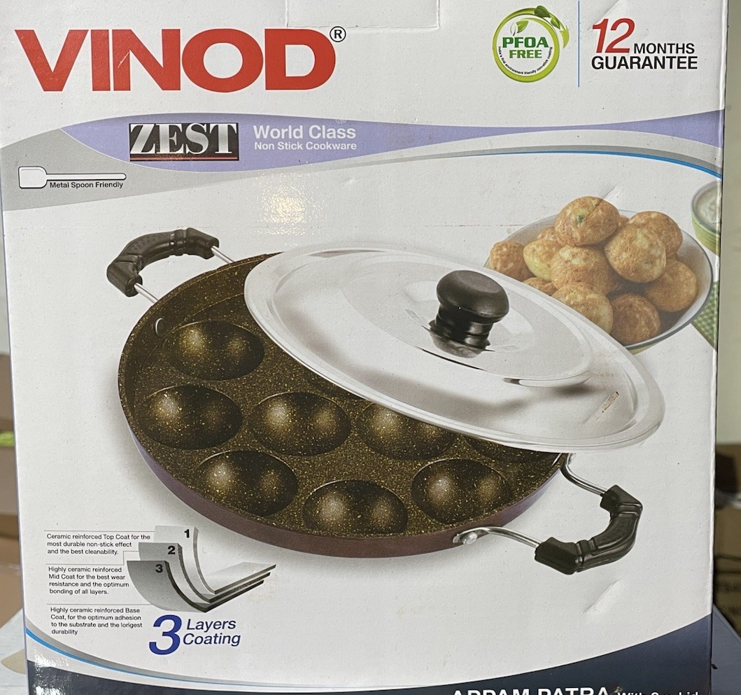 Vinod Antiadherente Paniyarakkal Kuli Paniyaram 12 Sartenes Appam Patra con Tapa S.S.