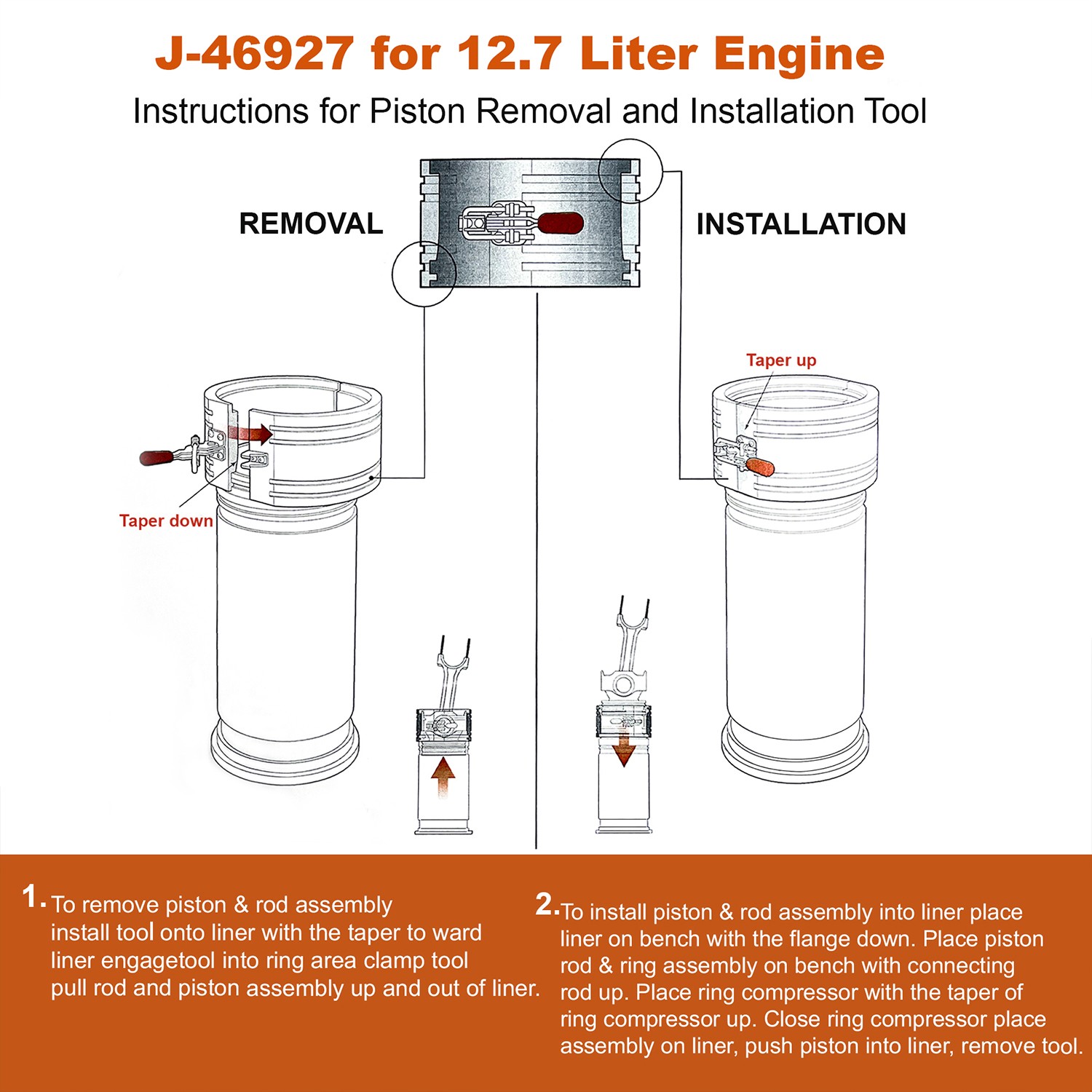 Detroit Diesel 60 Series 12.7L EGR Piston Ring Compressor Installer Tool J-46927