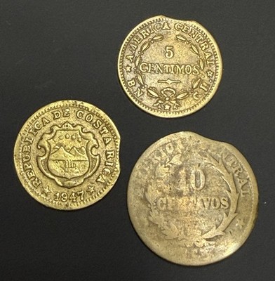   COSTA RICA   LOT OF 3 COINS WITH ERROR   