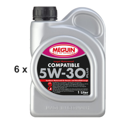 Meguin Megol Motorenoel Compatible SAE 5W-30 Plus 6x 1 Liter Fla Motoröl BMW LL