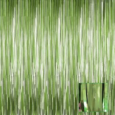 4 Pack Light Green Foil Fringe Curtain Backdrop, 3.28Ft x 6.56Ft Metallic Tin...