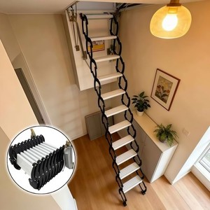 Al-Mg Alloy Ladder Loft Stair 9ft 10 Steps Telescoping Stair for Attic