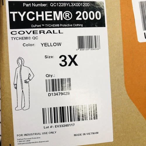 Dupont Tychem 2000 Hazmat Coverall Suit 3XL Hooded Yellow QC122BYL3X001200 1pk image 4