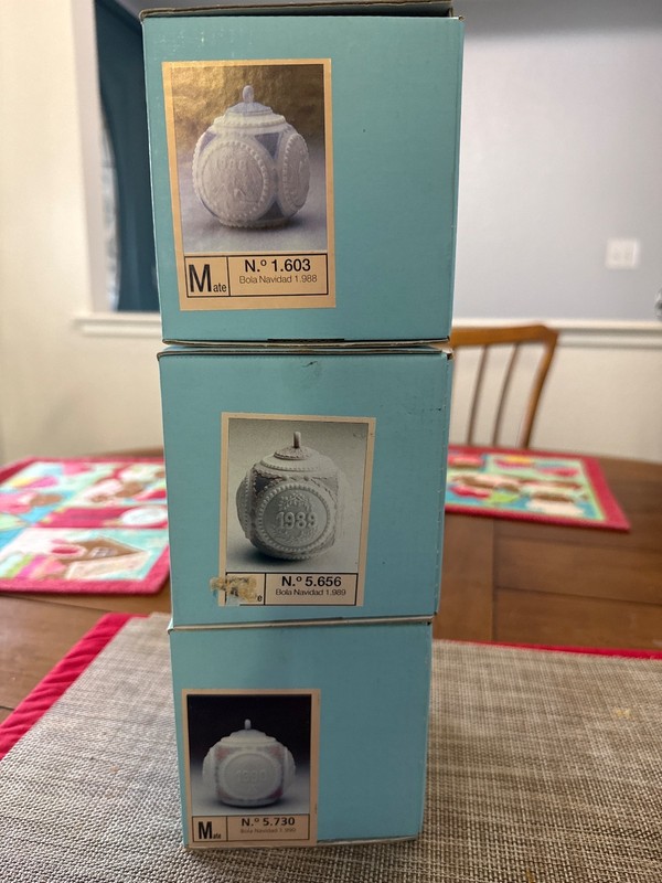 Lladro 1988-90 Annual Christmas Ball Ornaments, Retired, Original Box