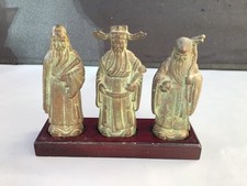 VINTAGE  BRONZE CHINESE  IMMORTAL GODS   FU  LU  SHOU  GODS FENG SHUI ASTROLOGY 