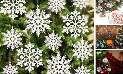 36pcs Snowflakes-Christmas Tree Decorations, Snowflake Ornaments for White