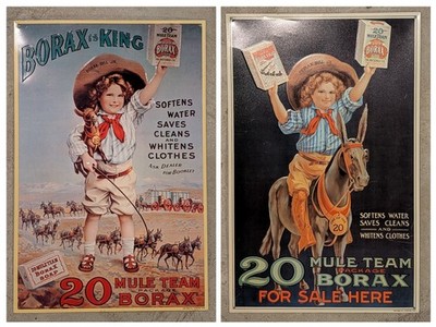 2x Vintage Style Metal Sign Borax Soap Mule Team Borax Bill JR.  1 2 .5'' x 19.5''