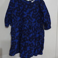 Hanna Andersson Girls Corduroy Dress Blue Floral Pockets Sz 110/5-6X EUC