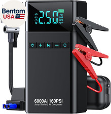 10-In-1 Portable Car Battery Jump Starter with Air Compressor, 6000A 160PSI Port