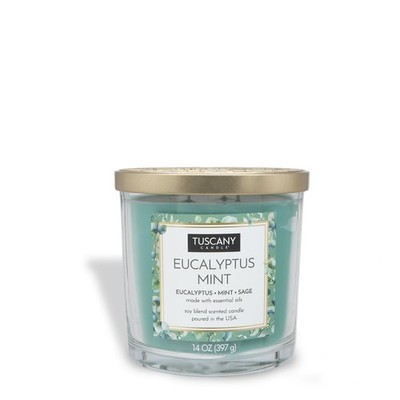 Tuscany Candle Eucalyptus Mint Long-Lasting Scented Jar Candle, 14 oz, White 