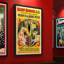 Houdini Jail Breaker Magic Poster  Printed on Heavyweight Matte Paper