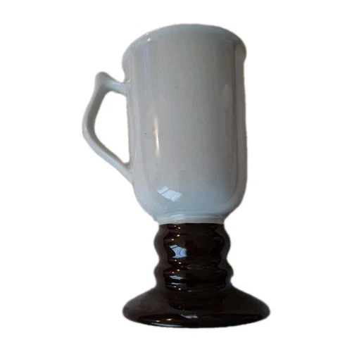 Vintage HALL CHINA #1273 Irish Coffee Style Off-White Brown Footed Mug