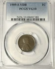 1909-S VDB Lincoln Wheat Cent PCGS VG10 Beautiful Eye Appeal Key Date Penny