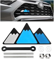 Tri-Color Grille Emblem, Snow Mountain Decoration Sticker Triangle Badge Blue,