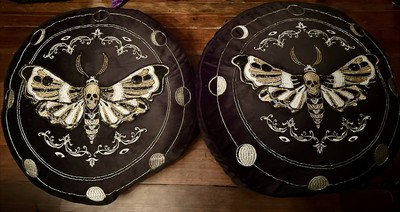 3 Gothic / Macabre Pillows Set - 2 Are Intricately Embroidered With Bead Work