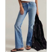NWT Free People Flora Low-Rise Bootcut Jeans Mai Tai Blue 25